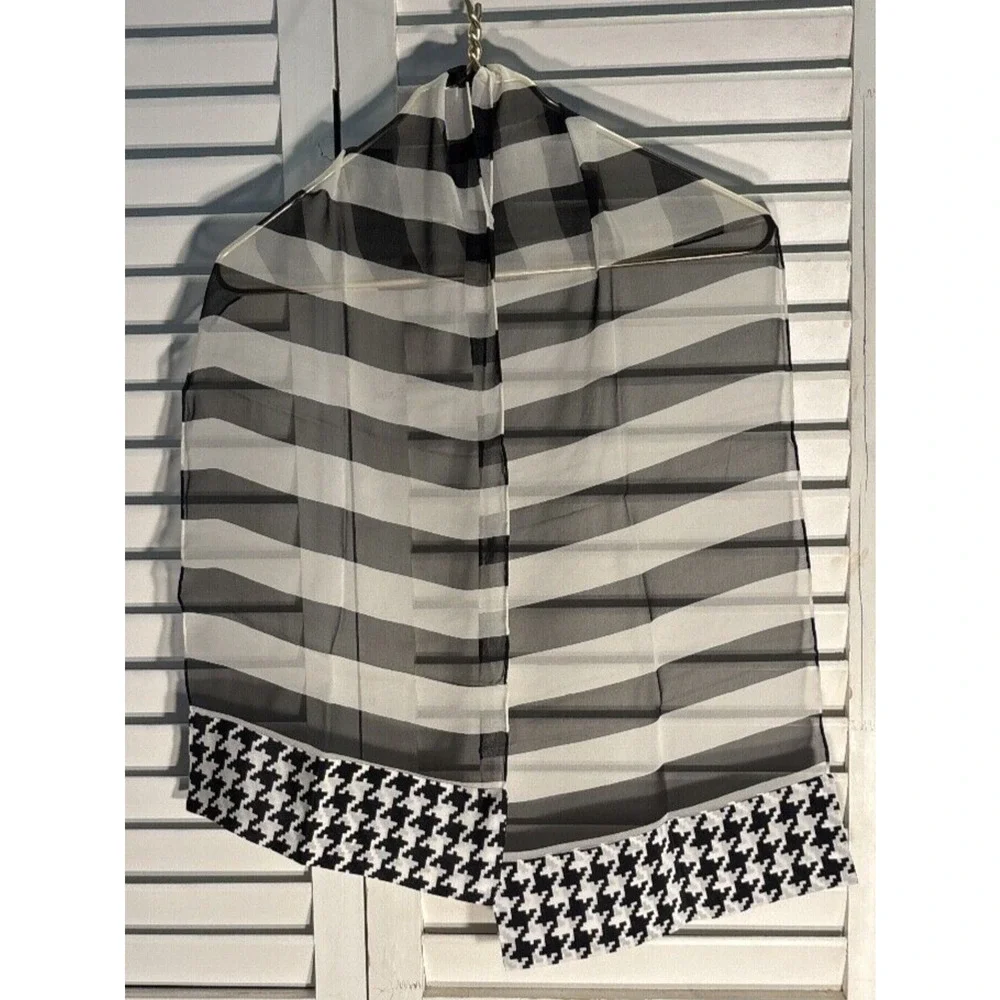 Vintage Scarf, Silk, Black and White Stripes,‎ Jacqueline Ferrar 53